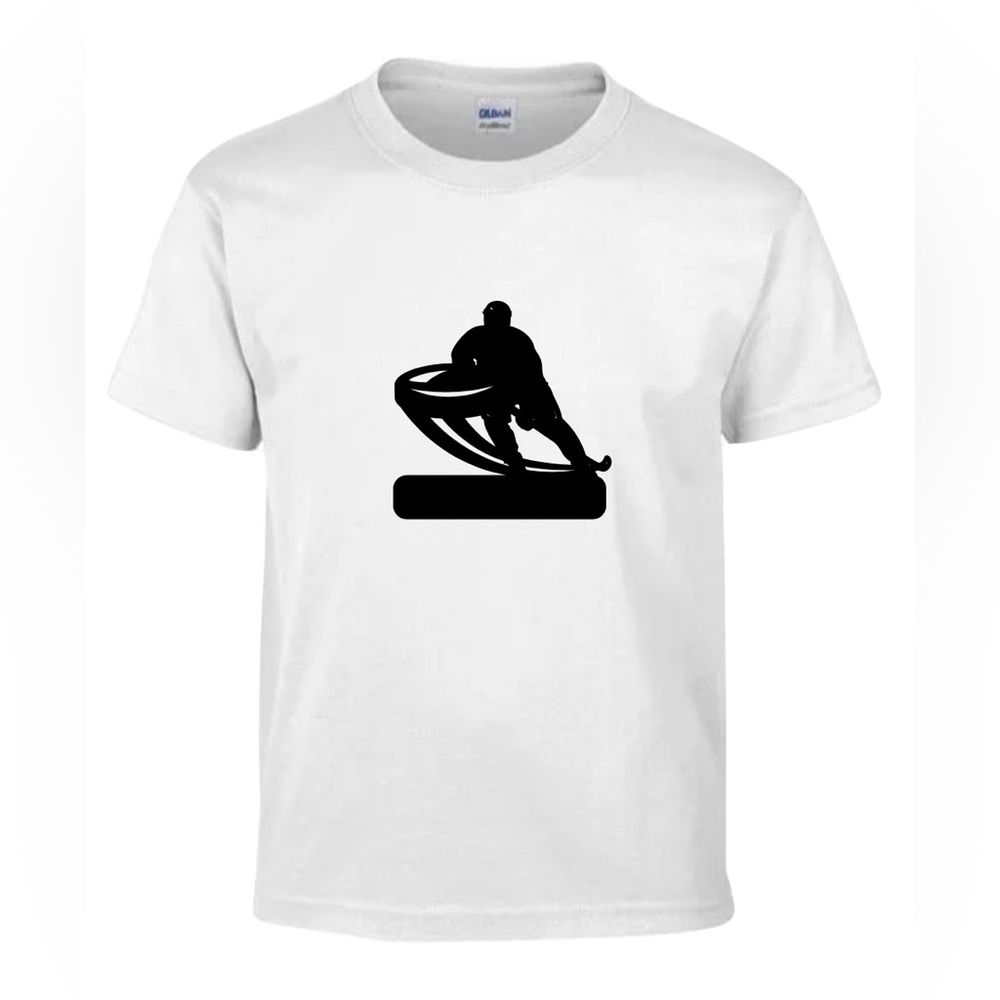 Gildan White Hockey Tee with Black Graphic
